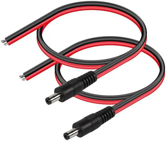 Main image of DC5521 Power Pigtails Cable,1 FT 14AWG 5.5mm x 2.1 mm DC Male Bare Wire Open End Power Wire,DC Supply Repair Cable for CCTV Security Camera LED Strip Light Etc(2-Pack) (0.3m Black)