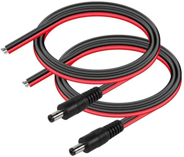 Main image of DC5521 Power Pigtails Cable,1.64FT 14AWG 5.5mm x 2.1 mm DC Male Bare Wire Open End Power Wire,DC Supply Repair Cable for CCTV Security Camera LED Strip Light Etc(2-Pack) (0.5m Black)