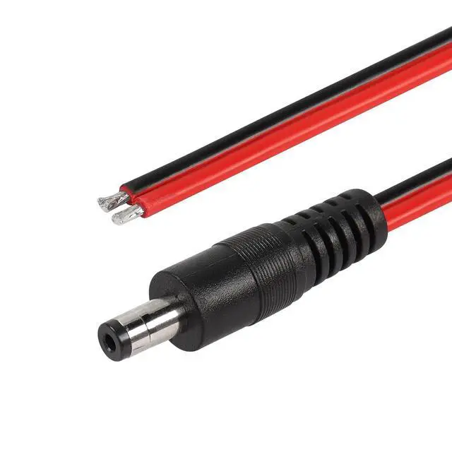 Alt view image 2 of 6 - DC5521 Power Pigtails Cable,1 FT 14AWG 5.5mm x 2.1 mm DC Male Bare Wire Open End Power Wire,DC Supply Repair Cable for CCTV Security Camera LED Strip Light Etc(2-Pack) (0.3m Black)
