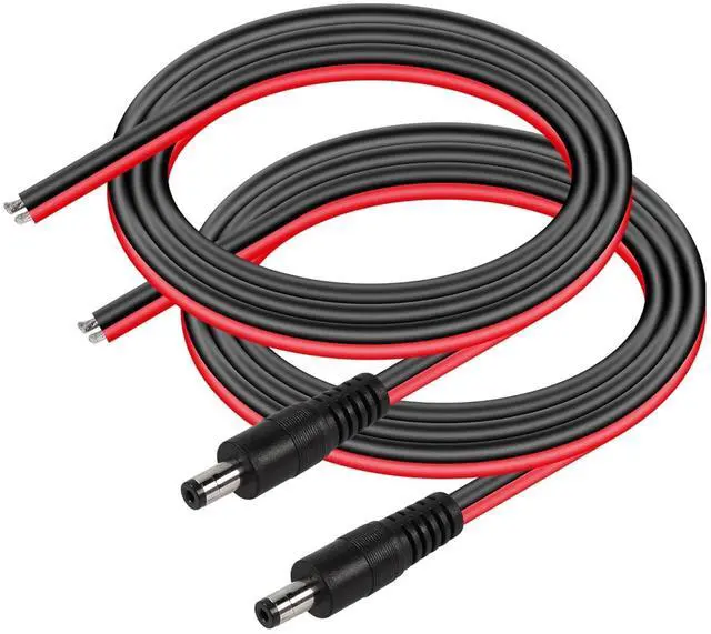 Main image of DC5521 Power Pigtails Cable,3.2FT 14AWG 5.5mm x 2.1 mm DC Male Bare Wire Open End Power Wire,DC Supply Repair Cable for CCTV Security Camera LED Strip Light Etc(2-Pack) (1m Black)