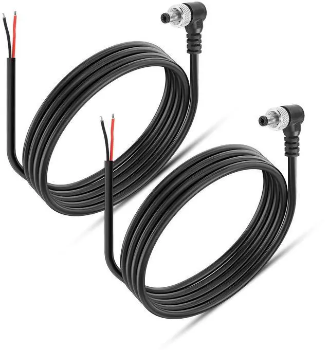 Main image of DC Power Pigtails Cable, 90 Degree Right Angle 5.5mm x 2.1mm Male DC Pigtail Connectors for Led Strip,Security Camera Wire 12V 5A (1.64FT-2PCS)