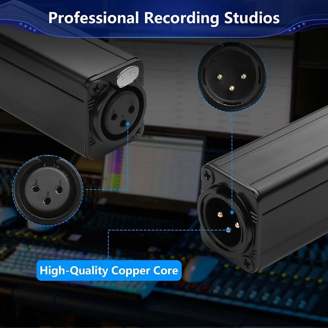 Alt view image 2 of 6 - XLR Ground Loop Noise Isolator,XLR Male to Female Passive Isolation Transformer,