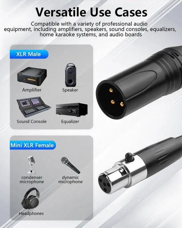 Alt view image 3 of 7 - Mini XLR Female to XLR Male Coiled Cable 3 Pin to 4 Pin Mini Microphone Cable for Microphones & Mixers 1.64FT