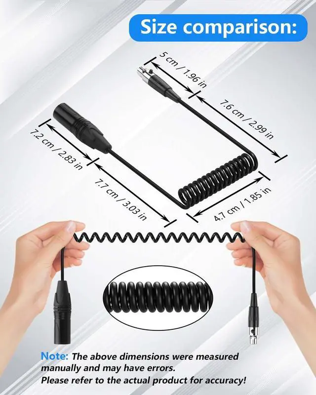 Alt view image 7 of 7 - Mini XLR Female to XLR Male Coiled Cable 3 Pin to 4 Pin Mini Microphone Cable for Microphones & Mixers 1.64FT
