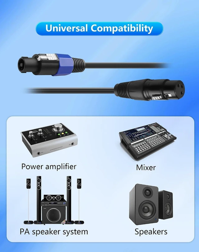 Alt view image 2 of 7 - Speakon to XLR Speaker Cable, 16AWG XLR Female to Speakon Male Audio Adapter wit