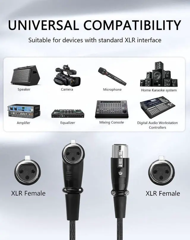Alt view image 3 of 7 - XLR Female to Dual Female Y Splitter Cable, Balanced XLR Splitter 1 Female to 2 Female Right Angle Microphone Cord Audio Adaptor - 1.64FT / 0.5M