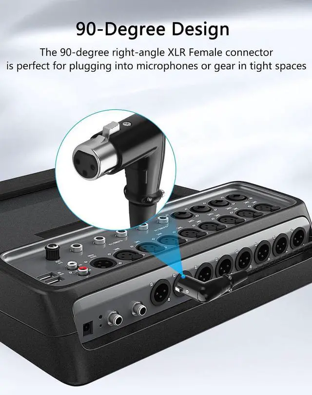 Alt view image 2 of 7 - Right-Angle XLR Female to Dual Male Y Splitter Cable, Balanced XLR Splitter 1 Female to 2 Male Microphone Cord Audio Adaptor - 1.64FT / 0.5M