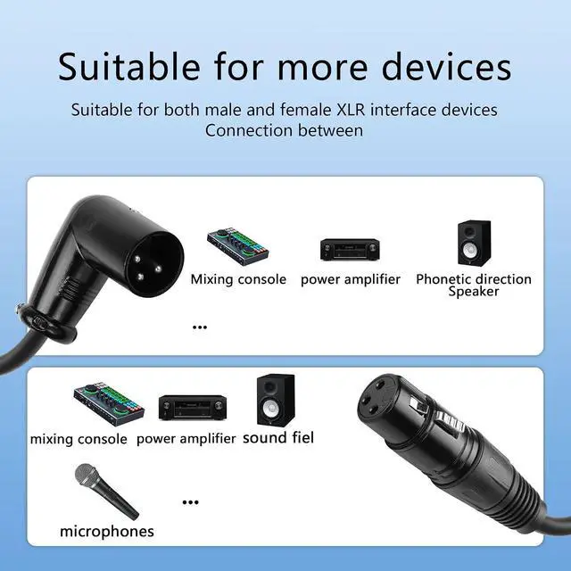 Alt view image 2 of 7 - XLR Microphone Coiled Cable,Male to Female Cable, Balanced X-L-R Cord 8 Feet, Oxygen-Free Copper Mic Cables, XLR Speaker Cables - Black (Right Angle Male to Straight Female)