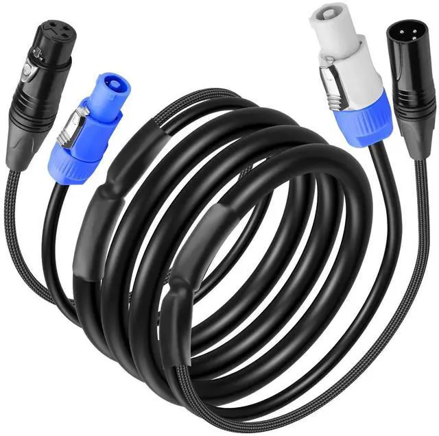 Main image of 6.6 FT PowerCon and DMX Extension Cable, 13AWG AC Power DMX 3Pin XLR Signal Combo Cables for Stage Lighting, Concerts, Events
