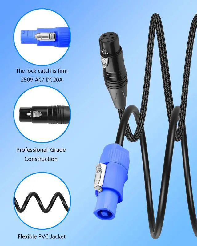 Alt view image 3 of 7 - 6.6 FT PowerCon and DMX Extension Cable, 13AWG AC Power DMX 3Pin XLR Signal Combo Cables for Stage Lighting, Concerts, Events