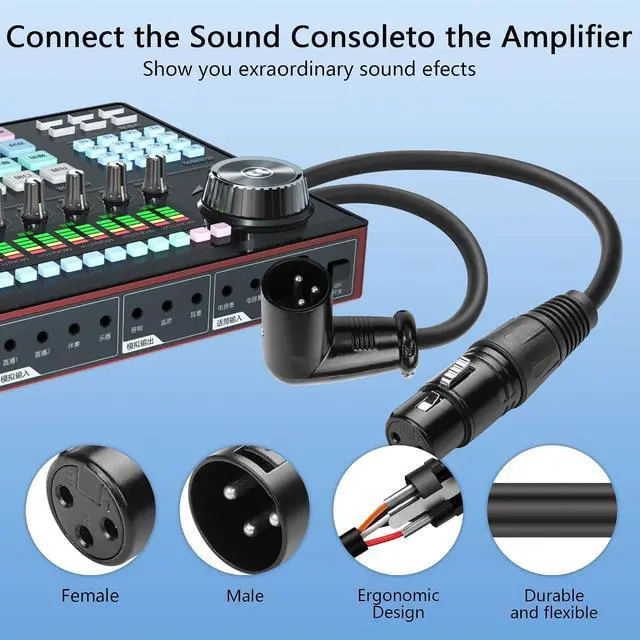Alt view image 5 of 7 - XLR Microphone Coiled Cable,Male to Female Cable, Balanced X-L-R Cord 8 Feet, Oxygen-Free Copper Mic Cables, XLR Speaker Cables - Black (Right Angle Male to Straight Female)