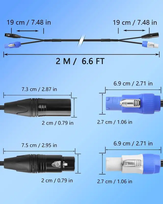 Alt view image 6 of 7 - 6.6 FT PowerCon and DMX Extension Cable, 13AWG AC Power DMX 3Pin XLR Signal Combo Cables for Stage Lighting, Concerts, Events