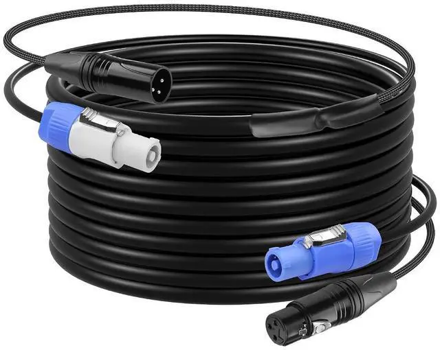 Main image of 16.4 FT PowerCon and DMX Extension Cable, 13AWG AC Power DMX 3Pin XLR Signal Combo Cables for Stage Lighting, Concerts, Events