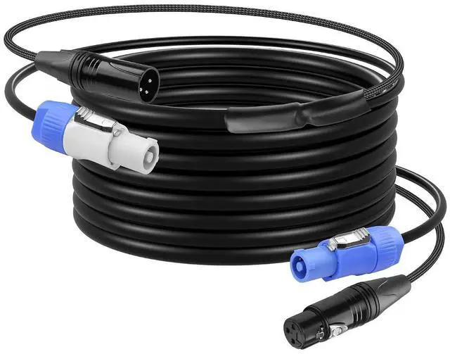 Main image of 9.8 FT PowerCon and DMX Extension Cable, 13AWG AC Power DMX 3Pin XLR Signal Combo Cables for Stage Lighting, Concerts, Events