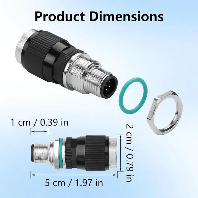 Alt view image 7 of 7 - RJ45 to M12 8 Pin Adapter,M12 8Pin Male to RJ45 Female Ethernet Connector,IP68 Waterproof,for Automation Systems,Plug and Play