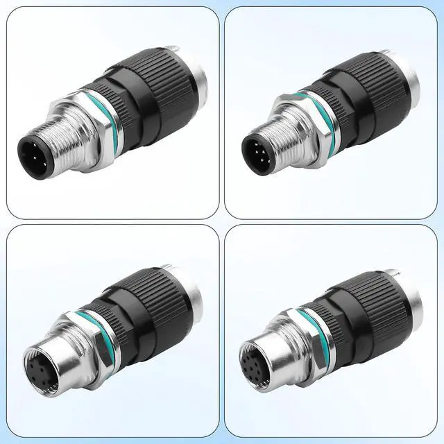 Alt view image 5 of 7 - RJ45 to M12 8 Pin Adapter,M12 8Pin Female to RJ45 Female Ethernet Connector,IP68 Waterproof,for Automation Systems,Plug and Play