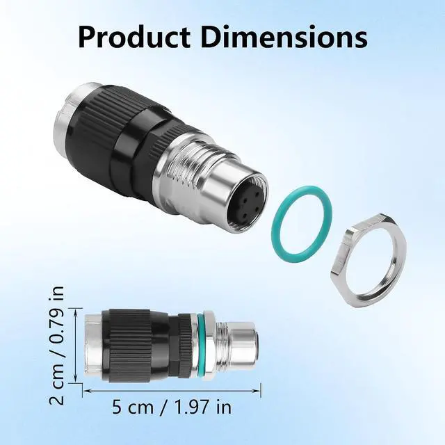 Alt view image 7 of 7 - RJ45 to M12 4 Pin Adapter,M12 4Pin Female to RJ45 Female Ethernet Connector,IP68 Waterproof,for Automation Systems,Plug and Play