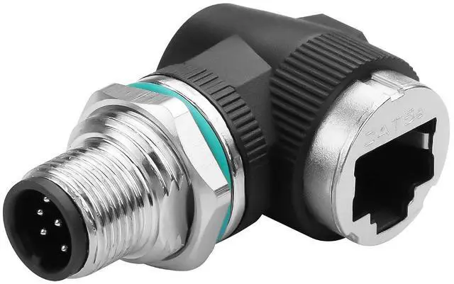 Main image of Right Angle RJ45 to M12 8 Pin Adapter,M12 8Pin Male to RJ45 Female Ethernet Connector,IP68 Waterproof,for Automation Systems,Plug and Play