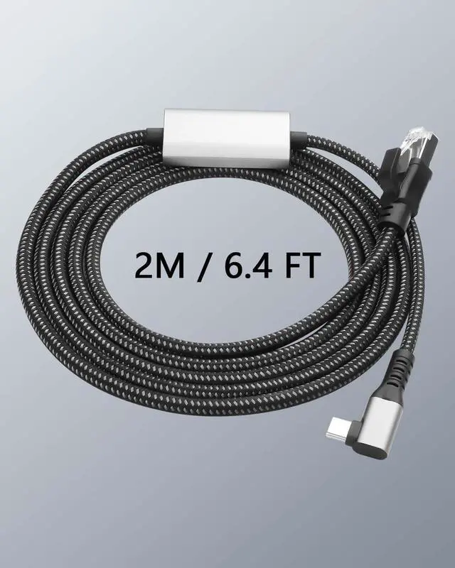 Alt view image 7 of 7 - USB C to Ethernet Cable 6.5 FT, Gigabit RJ45 LAN to 90 Degree Right Angle USB C Adapter, Directly Connected Cat Network Cable Converter to Type C Cable Support USB-C Port Laptops