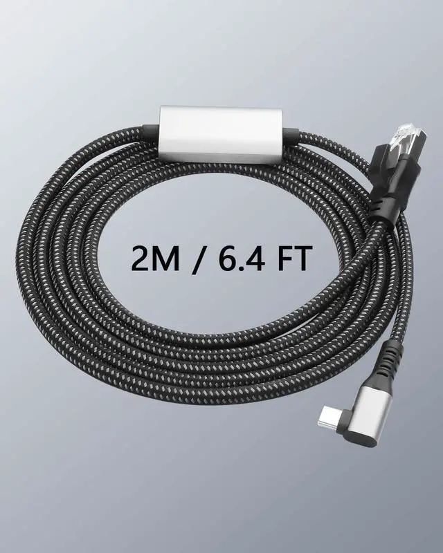 Alt view image 7 of 7 - USB C to 2.5 Gbps Ethernet Cable 6.5 FT, Gigabit RJ45 LAN to 90 Degree Right Angle USB C Adapter, Directly Connected Cat Network Cable Converter to Type C Cable Support USB-C Port Laptops