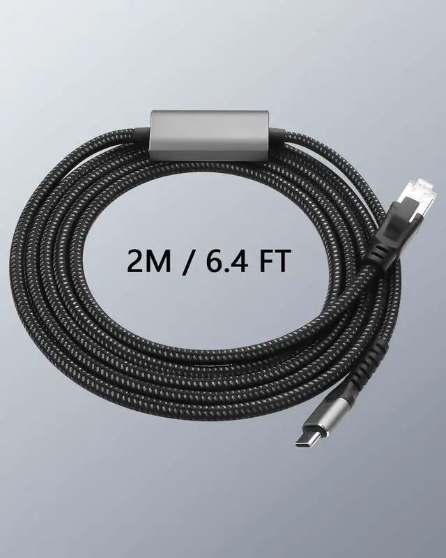 Alt view image 7 of 7 - USB C to 2.5 Gbps Ethernet Cable 6.5 FT, RJ45 LAN to USB C Adapter, Directly Connected Cat Network Cable Converter to Type C Cable Support USB-C Port Laptops