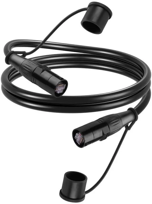 Main image of CAT6 Shielded Ethercon Cable, 3.2 FT Professional Audio & Lighting RJ45 Male to Male Cable with Protective Caps, Grade Sound Transmission, 1000Mbps, Black