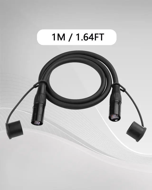 Alt view image 7 of 7 - CAT6 Shielded Ethercon Cable, 3.2 FT Professional Audio & Lighting RJ45 Male to Male Cable with Protective Caps, Grade Sound Transmission, 1000Mbps, Black