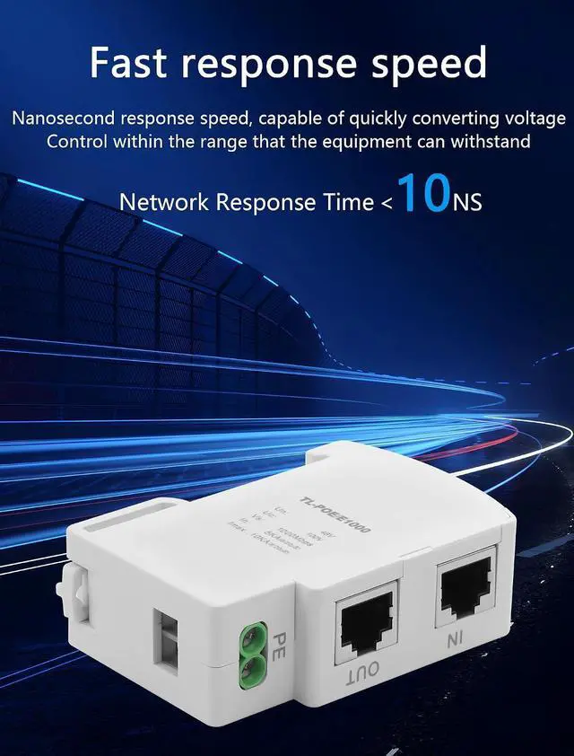 Alt view image 5 of 7 - Ethernet Surge Protector Gigabit PoE DIN Rail RJ45 Network Surge Protector LAN Network CAT5/CAT6 Thunder Arrestor for Surveillance Systems 5V / PoE 48V (36mm DIN-Rail mounting)