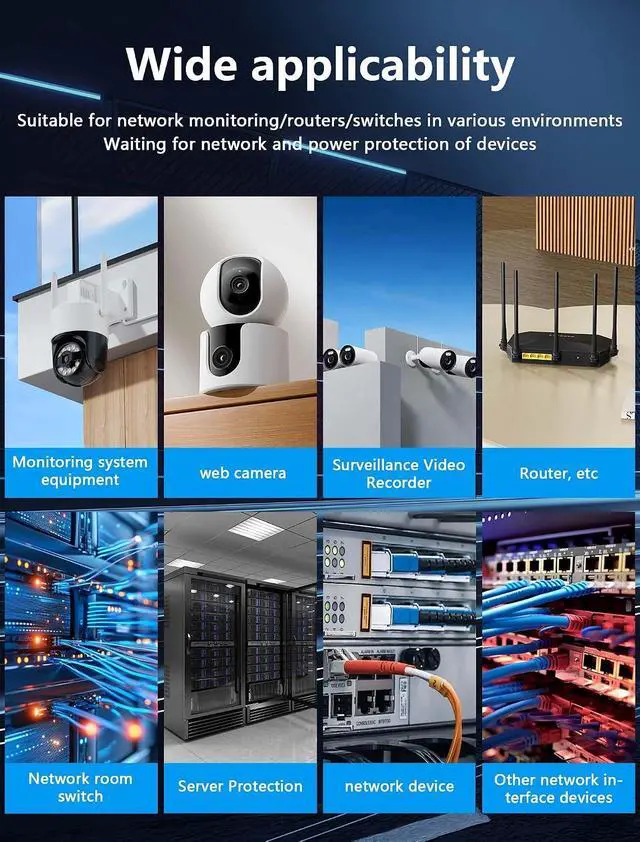 Alt view image 6 of 7 - Ethernet Surge Protector Gigabit PoE DIN Rail RJ45 Network Surge Protector LAN Network CAT5/CAT6 Thunder Arrestor for Surveillance Systems 5V / PoE 48V (36mm DIN-Rail mounting)