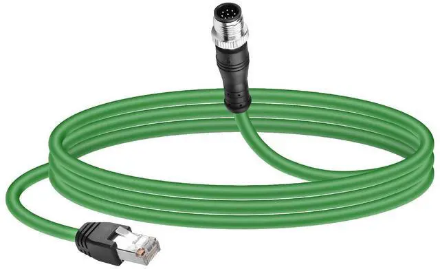 Main image of M12 to RJ45 Ethernet Cable, M12 8 Pin A Code Male to RJ45 Male Cat5e Industrial Ethernet Shielded Cable SFTP 4PR 26AWG 3.2Ft