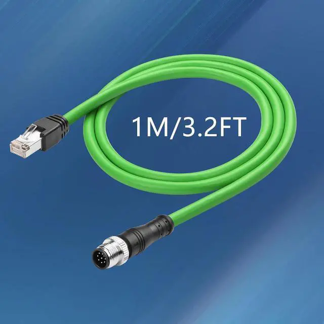 Alt view image 7 of 7 - M12 to RJ45 Ethernet Cable, M12 8 Pin A Code Male to RJ45 Male Cat5e Industrial Ethernet Shielded Cable SFTP 4PR 26AWG 3.2Ft