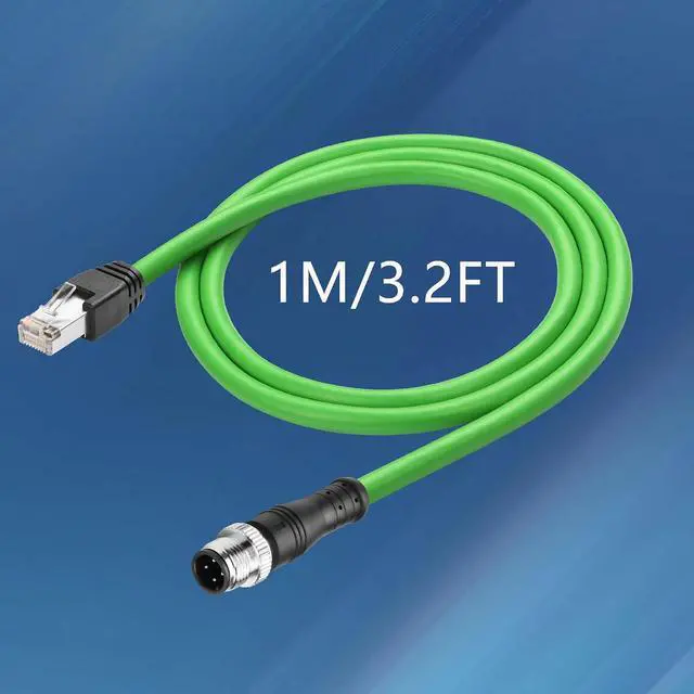 Alt view image 7 of 7 - M12 to RJ45 Ethernet Cable, M12 4 Pin D Code Male to RJ45 Male Cat5e Industrial Ethernet Shielded Cable SFTP 4PR 26AWG 3.2Ft