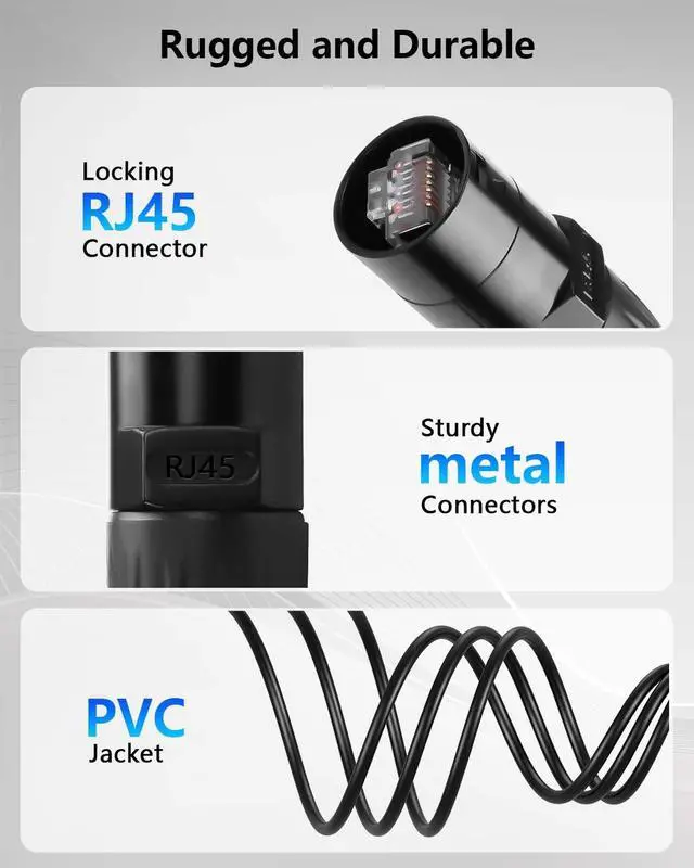 Alt view image 5 of 7 - CAT6 Shielded Ethercon Cable, 3.2 FT Professional Audio & Lighting RJ45 Male to Male Cable with Protective Caps, Grade Sound Transmission, 1000Mbps, Black