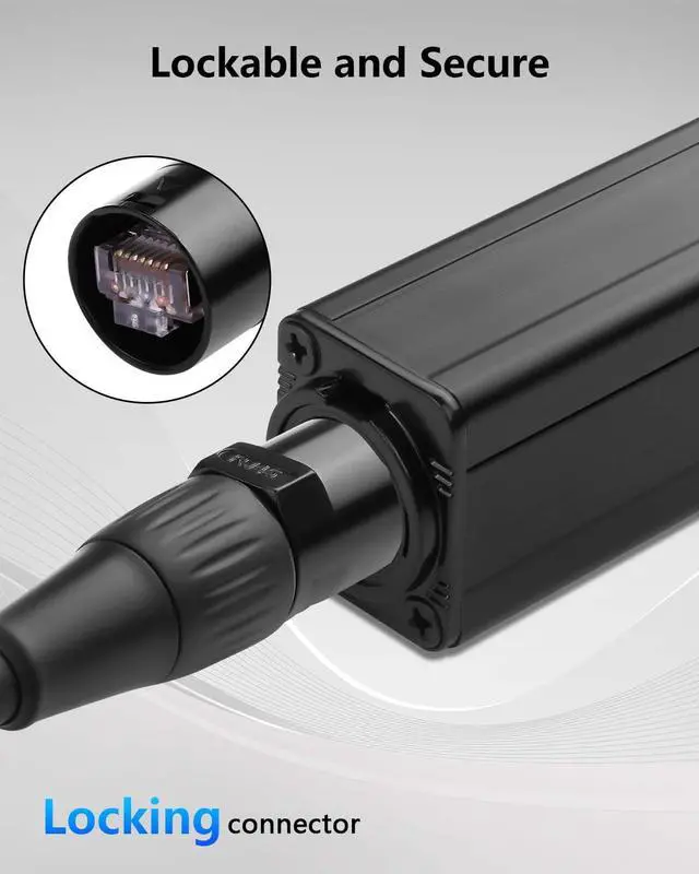 Alt view image 3 of 7 - CAT6 Shielded Ethercon Cable, 3.2 FT Professional Audio & Lighting RJ45 Male to Male Cable with Protective Caps, Grade Sound Transmission, 1000Mbps, Black