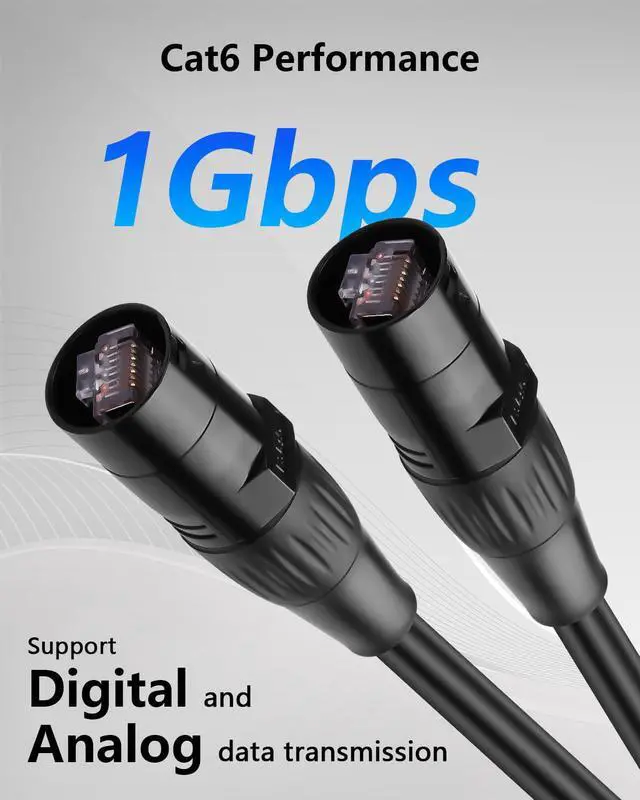 Alt view image 4 of 7 - CAT6 Shielded Ethercon Cable, 3.2 FT Professional Audio & Lighting RJ45 Male to Male Cable with Protective Caps, Grade Sound Transmission, 1000Mbps, Black