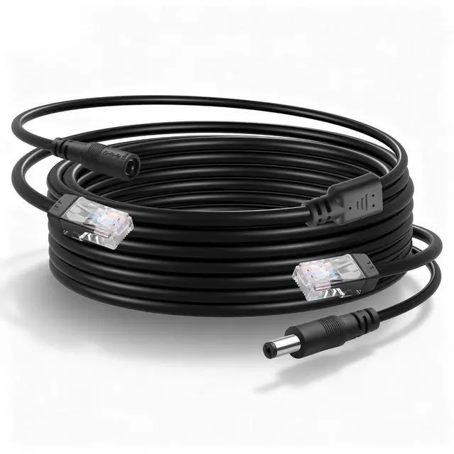 Main image of 16.4FT Ethernet RJ45 and DC Cable,POE CAT5 Ethernet with Power Supply,Cat 5 RJ45 + 5.5x2.1mm DC CameraPower Cord,for CCTV Security Camera Surveillance System IP Camera Etc