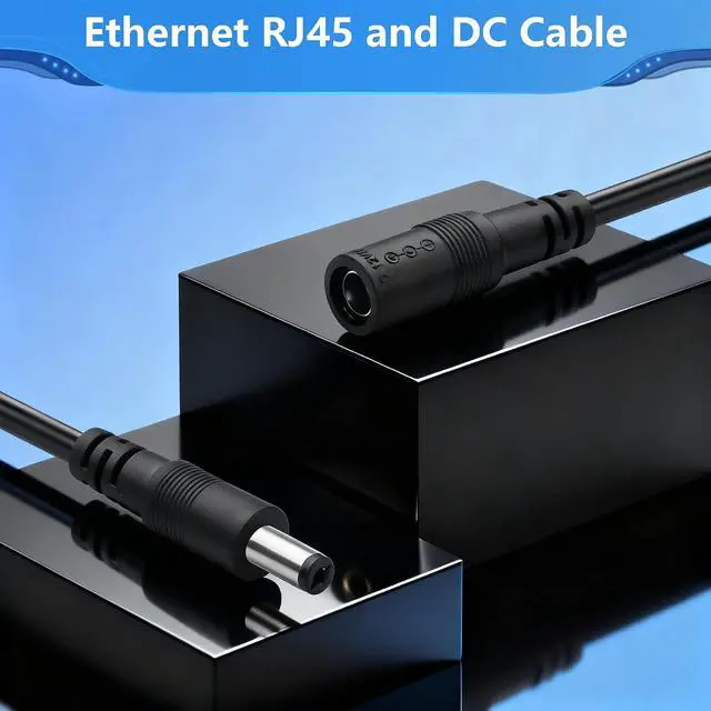 Alt view image 2 of 6 - 16.4FT Ethernet RJ45 and DC Cable,POE CAT5 Ethernet with Power Supply,Cat 5 RJ45 + 5.5x2.1mm DC CameraPower Cord,for CCTV Security Camera Surveillance System IP Camera Etc