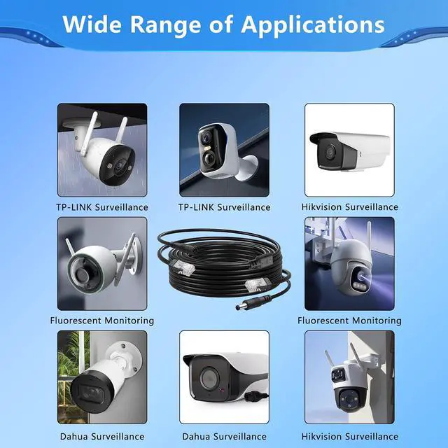 Alt view image 4 of 6 - 16.4FT Ethernet RJ45 and DC Cable,POE CAT5 Ethernet with Power Supply,Cat 5 RJ45 + 5.5x2.1mm DC CameraPower Cord,for CCTV Security Camera Surveillance System IP Camera Etc