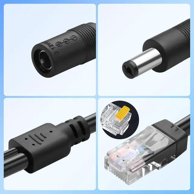 Alt view image 5 of 6 - 16.4FT Ethernet RJ45 and DC Cable,POE CAT5 Ethernet with Power Supply,Cat 5 RJ45 + 5.5x2.1mm DC CameraPower Cord,for CCTV Security Camera Surveillance System IP Camera Etc