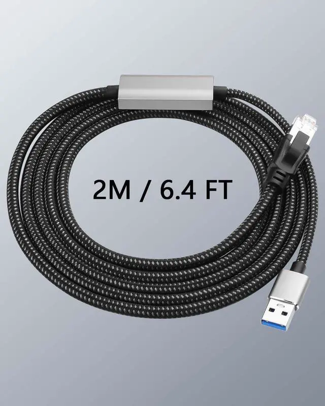 Alt view image 7 of 7 - USB A to Ethernet Cable 6.5 FT, Gigabit RJ45 LAN to Type A Adapter, Directly Connected Cat Network Cable Converter to Type A Cable Compatible for Laptop, Desktop PC, Switch, TV Box