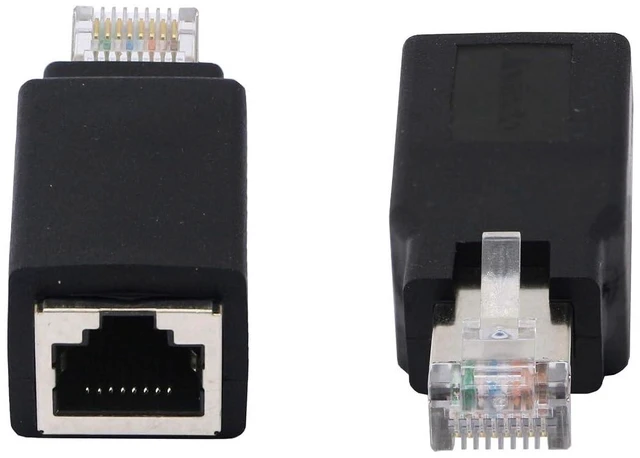 Alt view image 2 of 7 - RJ45 Ethernet LAN Male to Female Cat5 / Cat5e / Cat6 Crossover Adapter(2-Pack),B