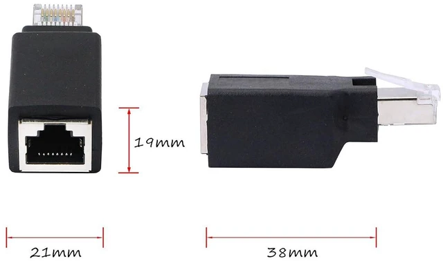 Alt view image 3 of 7 - RJ45 Ethernet LAN Male to Female Cat5 / Cat5e / Cat6 Crossover Adapter(2-Pack),B