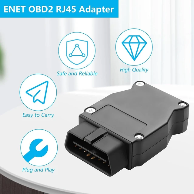 Alt view image 3 of 7 - ENET OBD2 RJ45 Adapter Ethernet RJ45 to OBD2 16 Pin Connector Adapter Coding Rea