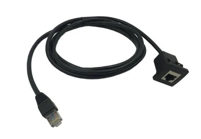 Alt view image 2 of 7 - RJ45 Male to Female LAN Ethernet Network Cat 5e Panel Mount Cable (Black)(2m)