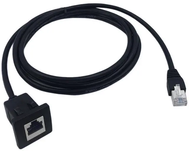 Main image of RJ45 Male to Female LAN Ethernet Network Cat 5e Panel Mount Cable (Black)(2m)