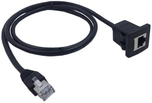 Main image of RJ45 Male to Female LAN Ethernet Network Cat 5e Panel Mount Cable (Black)(1m)