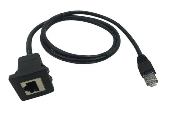 Alt view image 2 of 7 - RJ45 Male to Female LAN Ethernet Network Cat 5e Panel Mount Cable (Black)(1m)