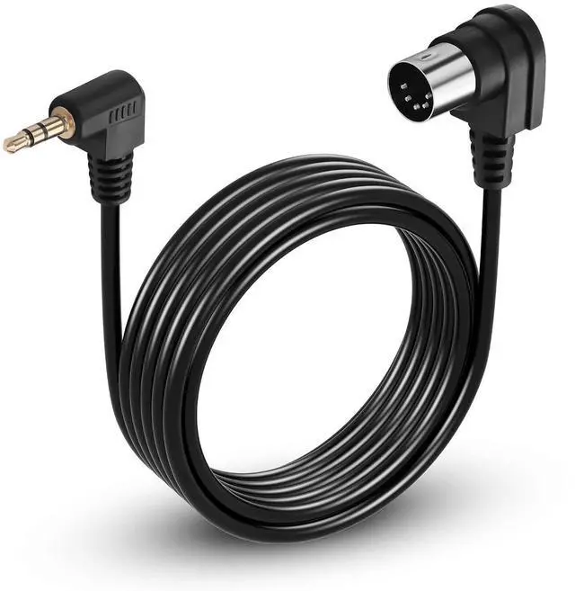 Main image of 5 Pin DIN to 3.5mm Cable,90 Degree MIDI Din 5 Pin Male to 90 Degree 3.5mm 1/8'' Male TRS Stereo Jack Audio Cable for Speaker, MIDI Keyboard (3M/10FT)