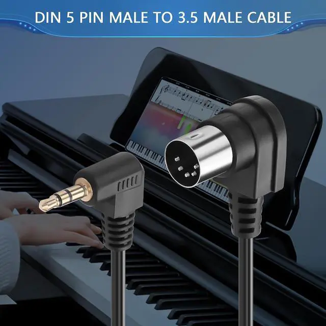 Alt view image 3 of 6 - 2PCS 5 Pin DIN to 3.5mm Cable,90 Degree MIDI Din 5 Pin Male to 90 Degree 3.5mm 1/8'' Male TRS Stereo Jack Audio Cable for Speaker, MIDI Keyboard (0.5M/1.6FT)