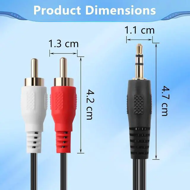 Alt view image 6 of 6 - 3.5mm to 2 RCA Stereo Audio Coiled Cable,1/8" TRS Male to 2 RCA Male Gold-Plated Coiled Spring Y Splitter Cable,for Connecting Amplifiers, Speakers, Etc- Up to 0.7M/2.3FT